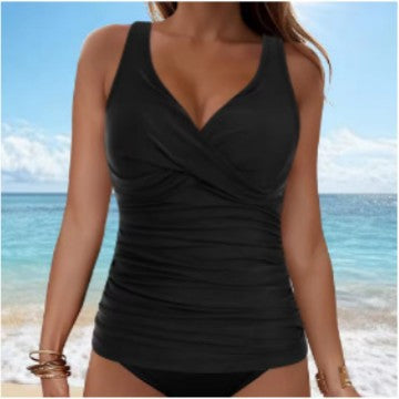 Damen elegantes Wickel-Badeoberteil mit Rüschen