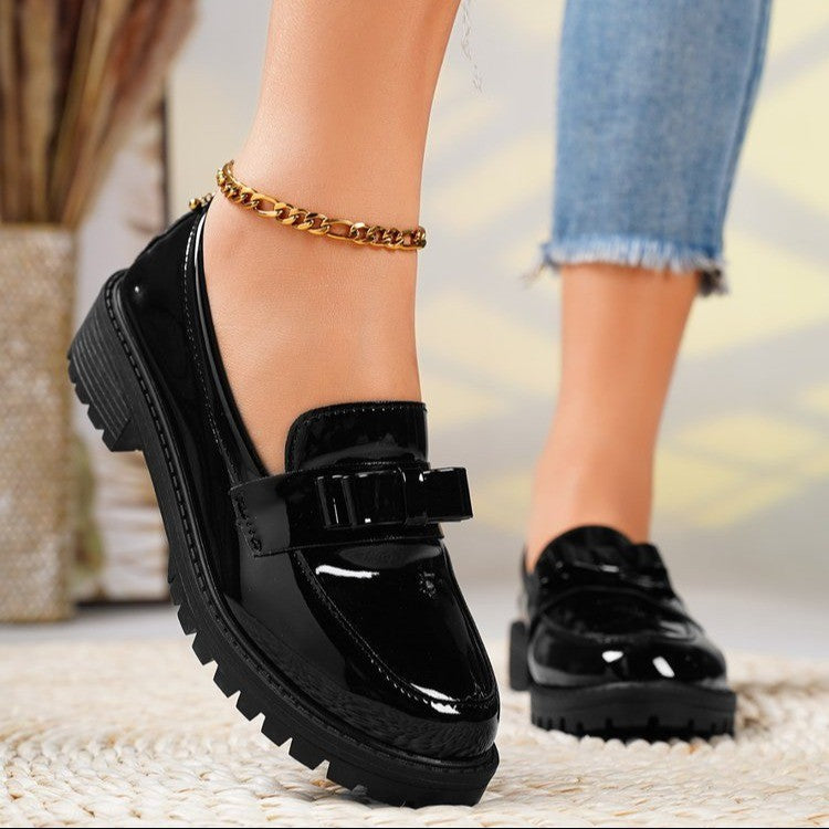 Damen Modische Loafers mit dekorativem Schleifchen