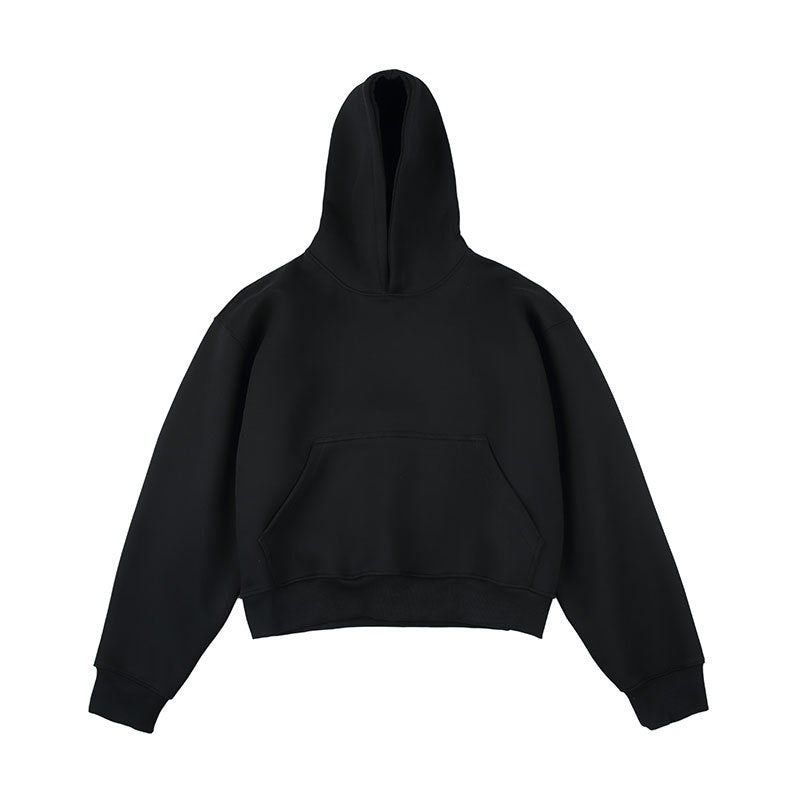 Unisex Kastiger gekürzter Kapuzenpullover mit Kängurutasche und geripptem Saum Shop Nory