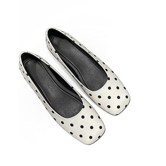 Damen Ballerinas mit quadratischer Zehenform und glänzender Oberfläche