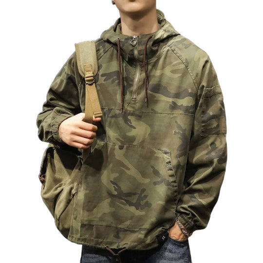 Herren Kapuzen-Anorak mit Halbzip, Kängurutasche und Tunnelzugsaum Shop Nory