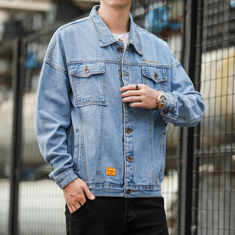 Herren Denimjacke im lässigen Stil mit funktionalen Pattentaschen und robustem Design