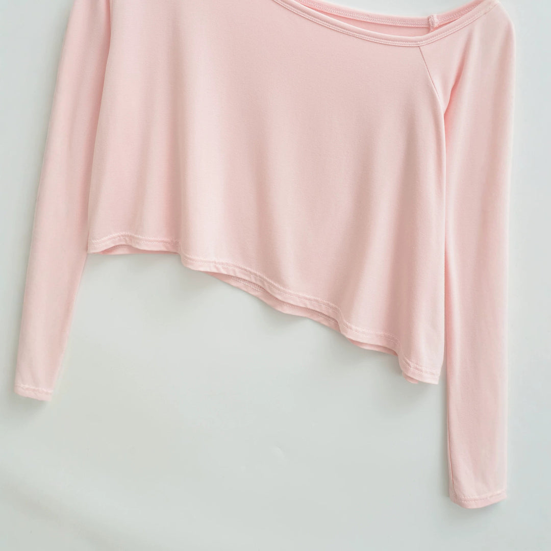 Damen Einschulter-Kurztop mit asymmetrischem Saum und Trompetenärmeln Shop Nory