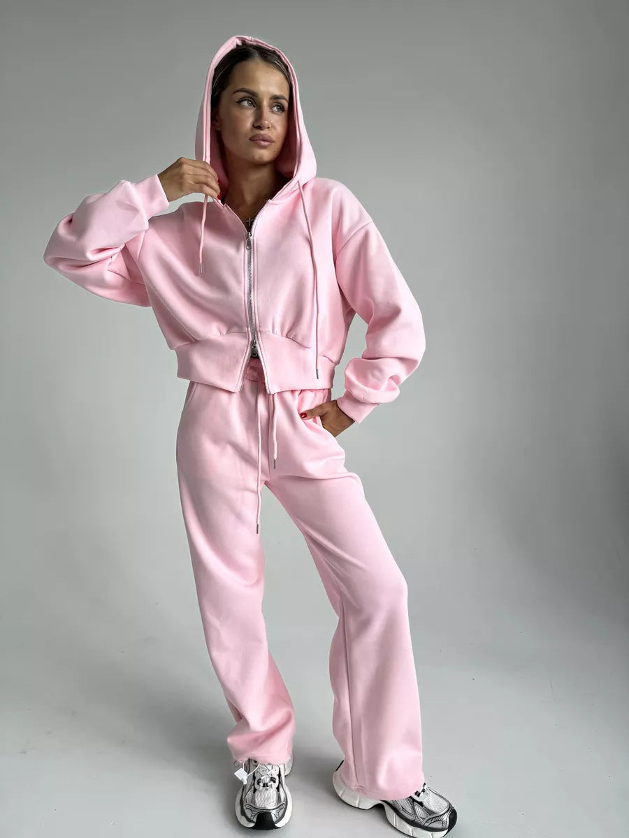 Damen Cropped Hoodie mit Reißverschluss