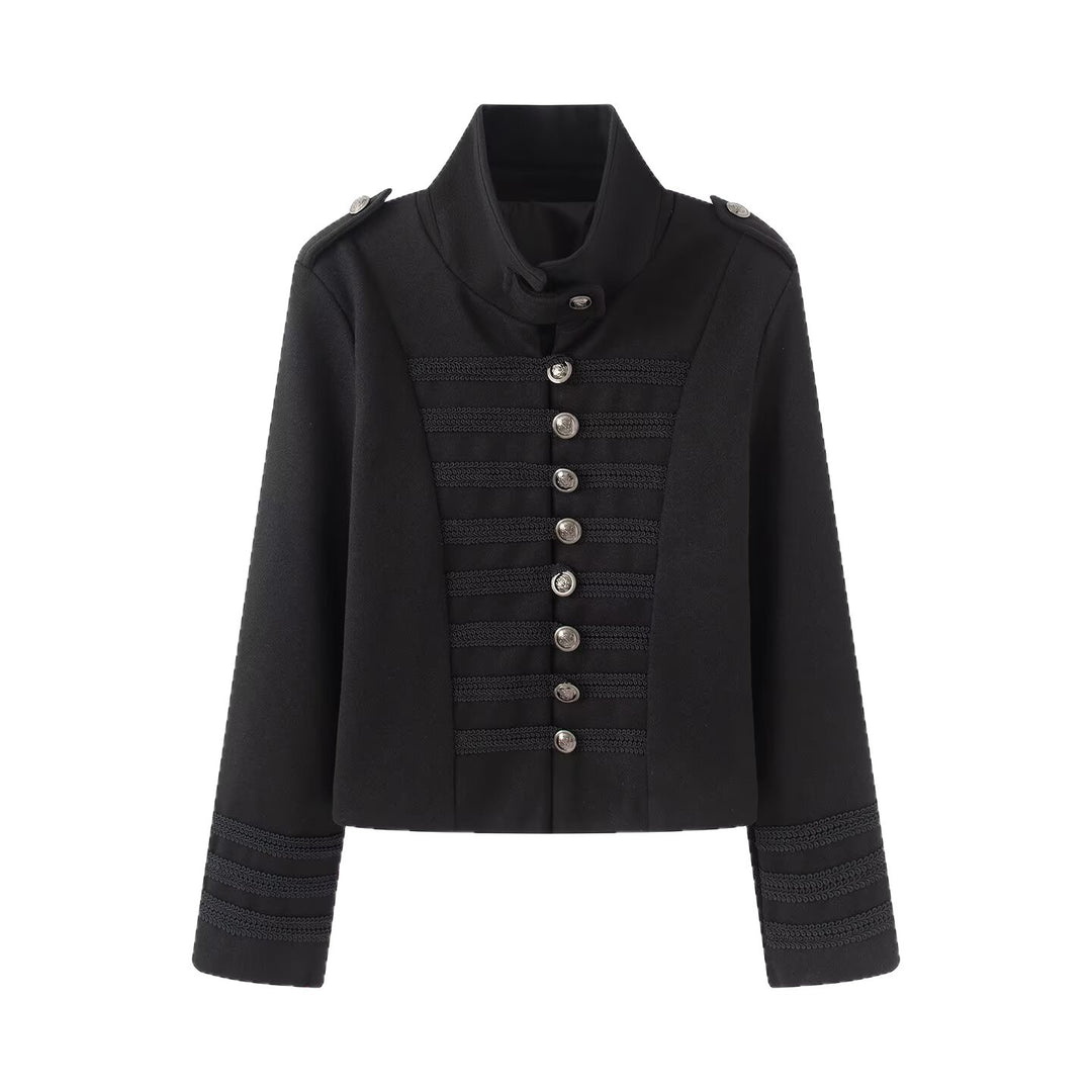 Damen Kurzjacke im Military‑Stil mit Stehkragen und Zierknopfleiste Shop Nory