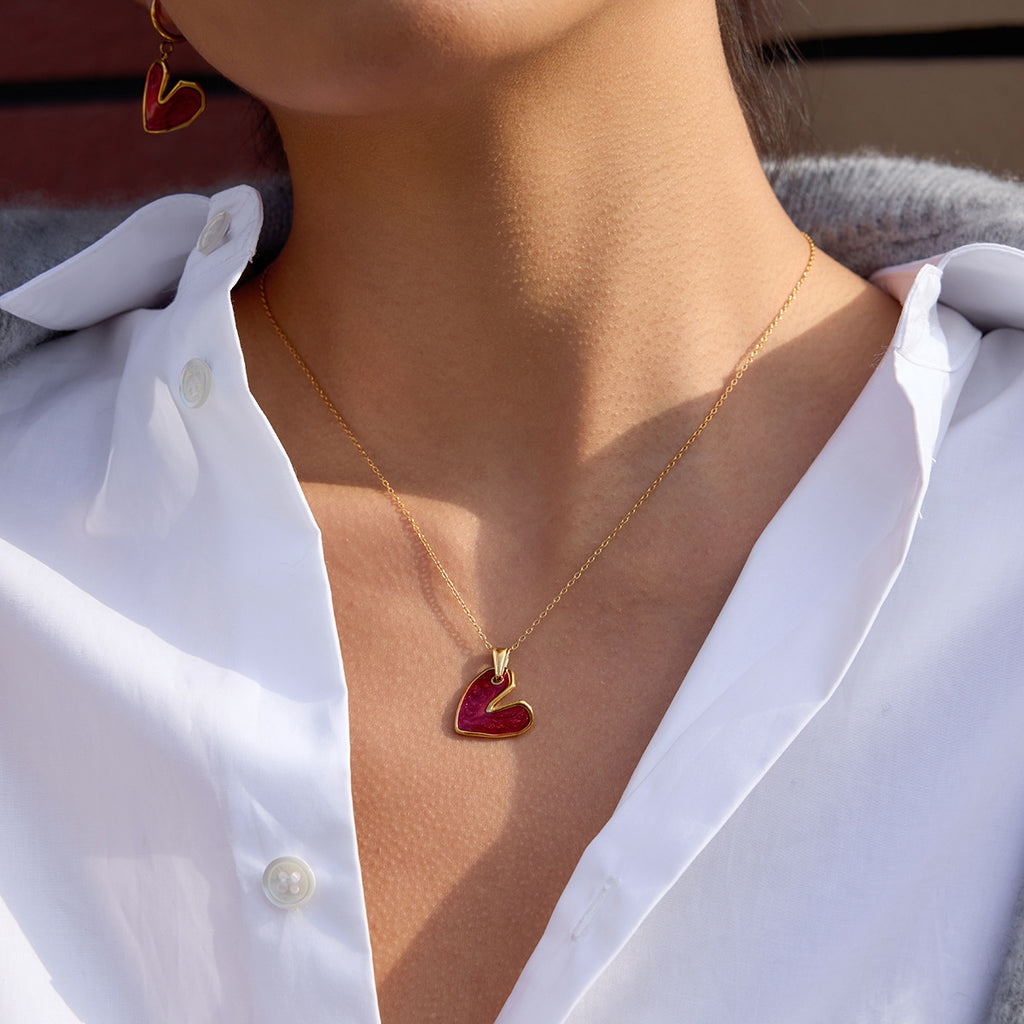 Damen Halskette mit herzförmigem Anhänger aus rostfreiem Edelstahl und hypoallergenen Eigenschaften Shop Nory