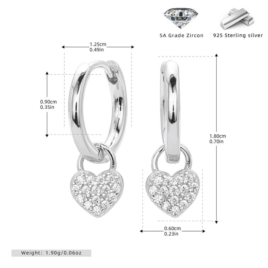 Damen Ohrhänger mit funkelndem Herzanhänger und hochwertigem 925 Sterlingsilber Shop Nory