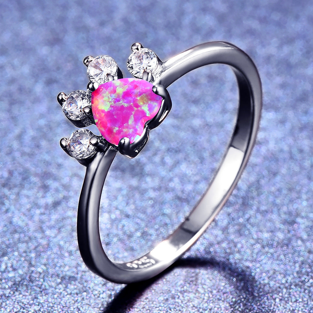 Damen Ring mit hochwertigem opalisierendem Stein und funkelnden Zirkonia-Shop Nory