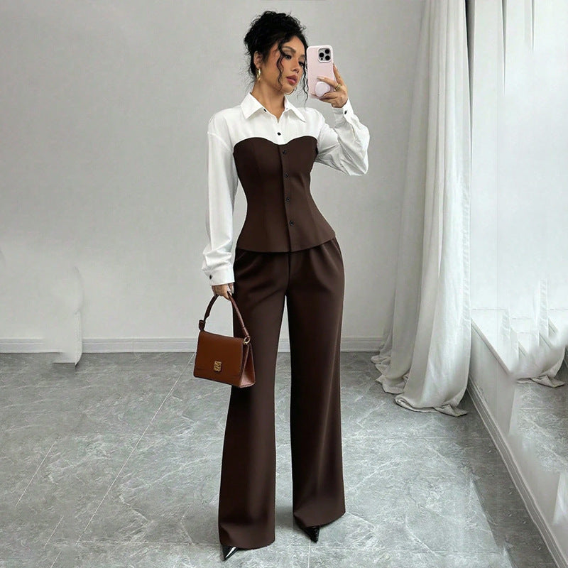 Damen Eleganter Blazer mit hochgeschnittenem Hosenanzug Shop Nory