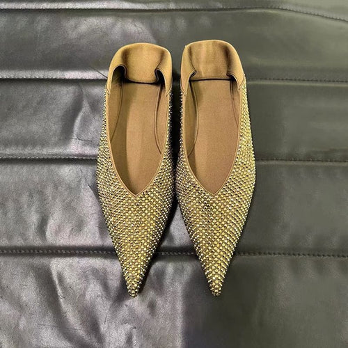 Damen Elegante spitz zulaufende Slipper‑Ballerinas mit Strassnetz und gepolstertem Komfortfußbett Shop Nory