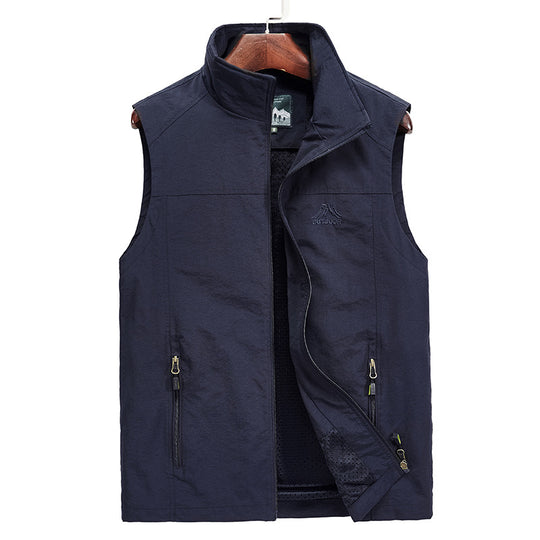Herren Leichte atmungsaktive Outdoor-Utility-Weste mit Stehkragen, Reißverschlusstaschen und Mesh-Innenfutter Shop Nory