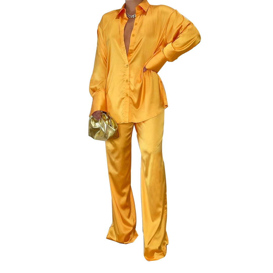Damen Satin-Hemd und Palazzo-Hose Lounge-Set Shop Nory