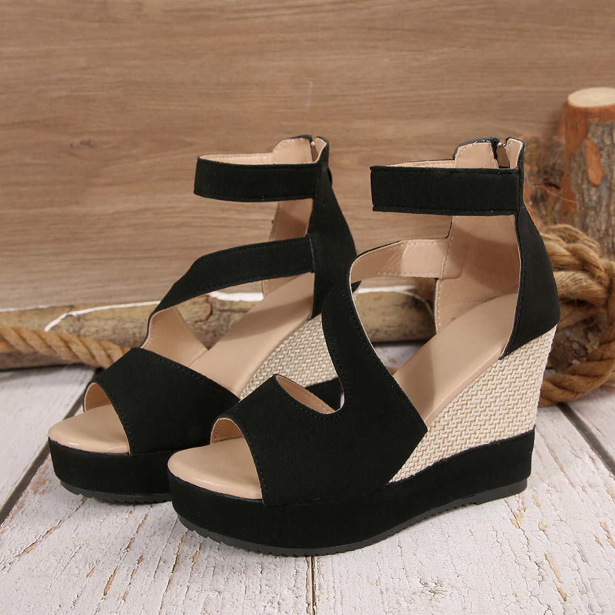 Damen Wedge-Sandaletten mit modischem Riemendesign und anatomischem Fußbett