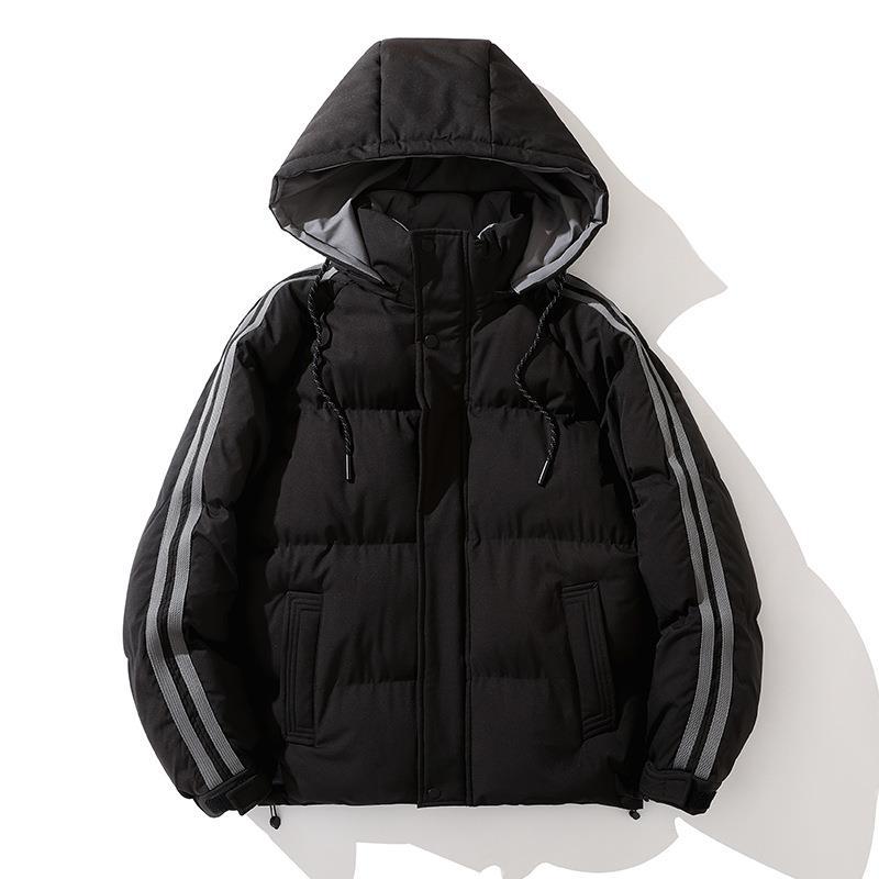 Unisex Wattierte Kapuzenjacke mit Kordelzug und Kontraststreifen Shop Nory
