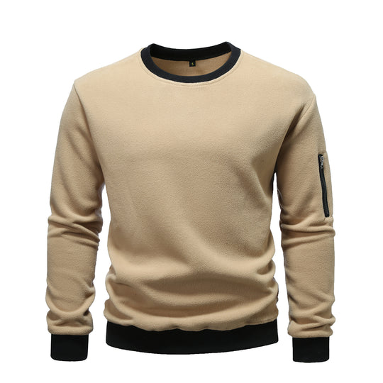 Herren nan Fleece-Sweatshirt mit Rundhalsausschnitt und Ärmeltasche mit Reißverschluss Shop Nory