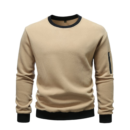 Herren nan Fleece-Sweatshirt mit Rundhalsausschnitt und Ärmeltasche mit Reißverschluss Shop Nory