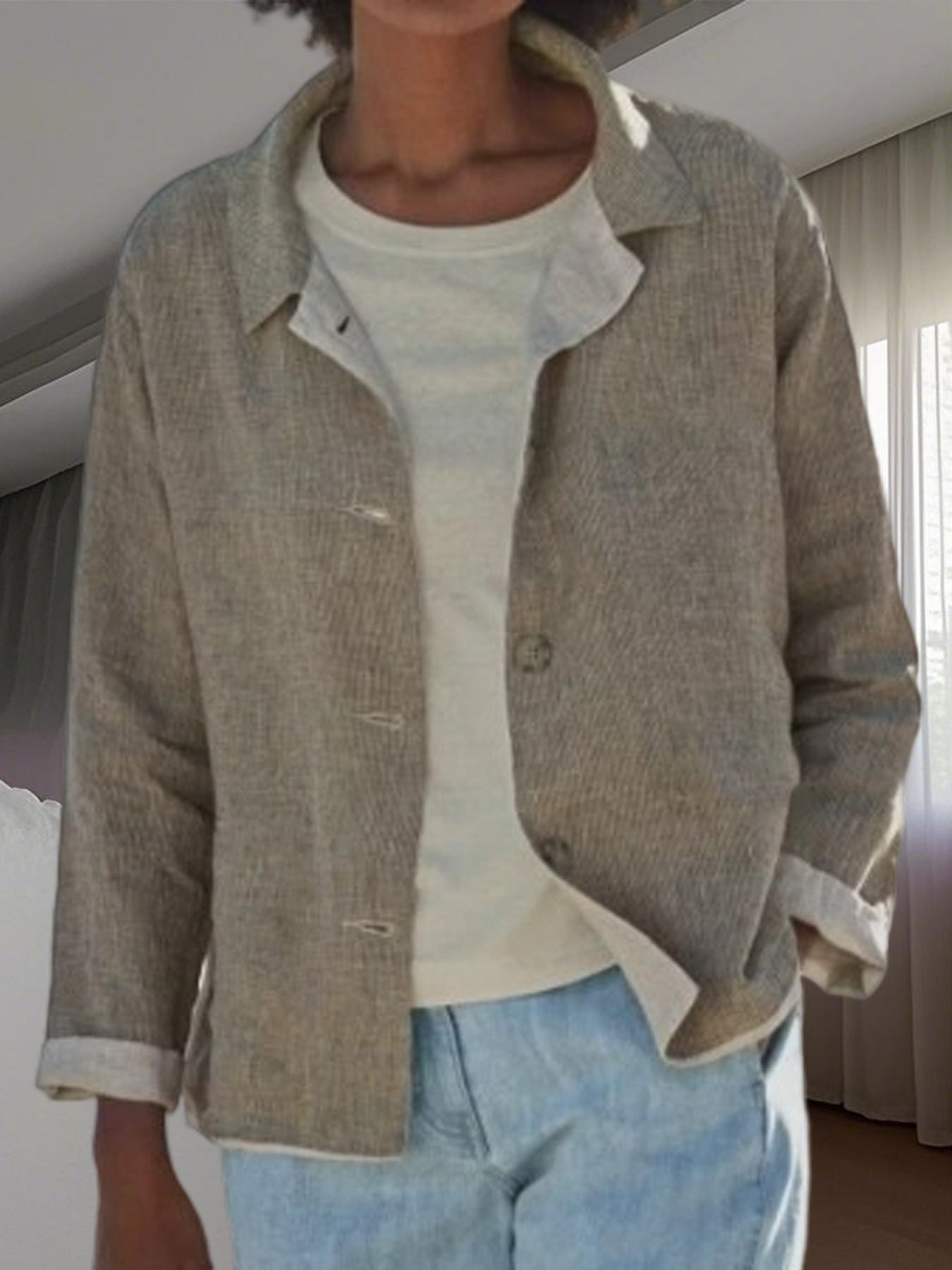 Damen Leichte Überwurfjacke mit strukturiertem WShopnorymuster