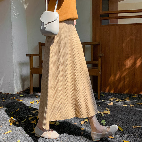 Damen Eleganter Strickrock mit strukturiertem Zopfmuster Shop Nory