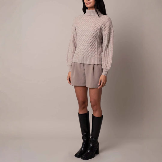 Damen Modischer Strickpullover mit hohen Kragen