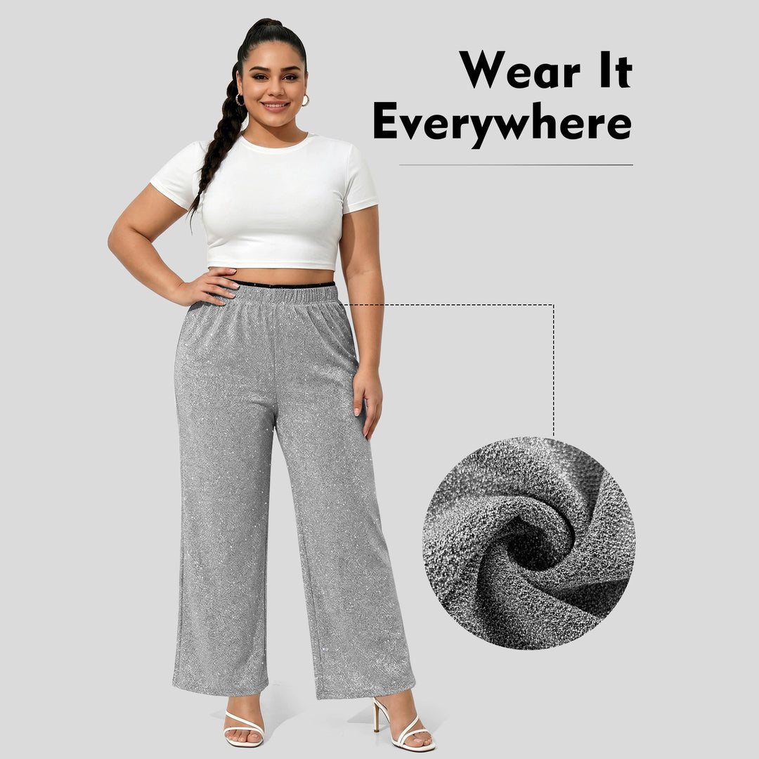 Damen Glitzernde Palazzo-Loungehose mit elastischem Komfortbund Shopy Nory