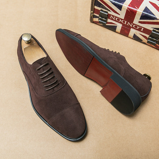Herren elegante Veloursleder Oxford-Halbschuhe mit Kaptoefen-Detail, gepolstertem Komfortfußbett und rutschfester Gummisohle Shop Nory