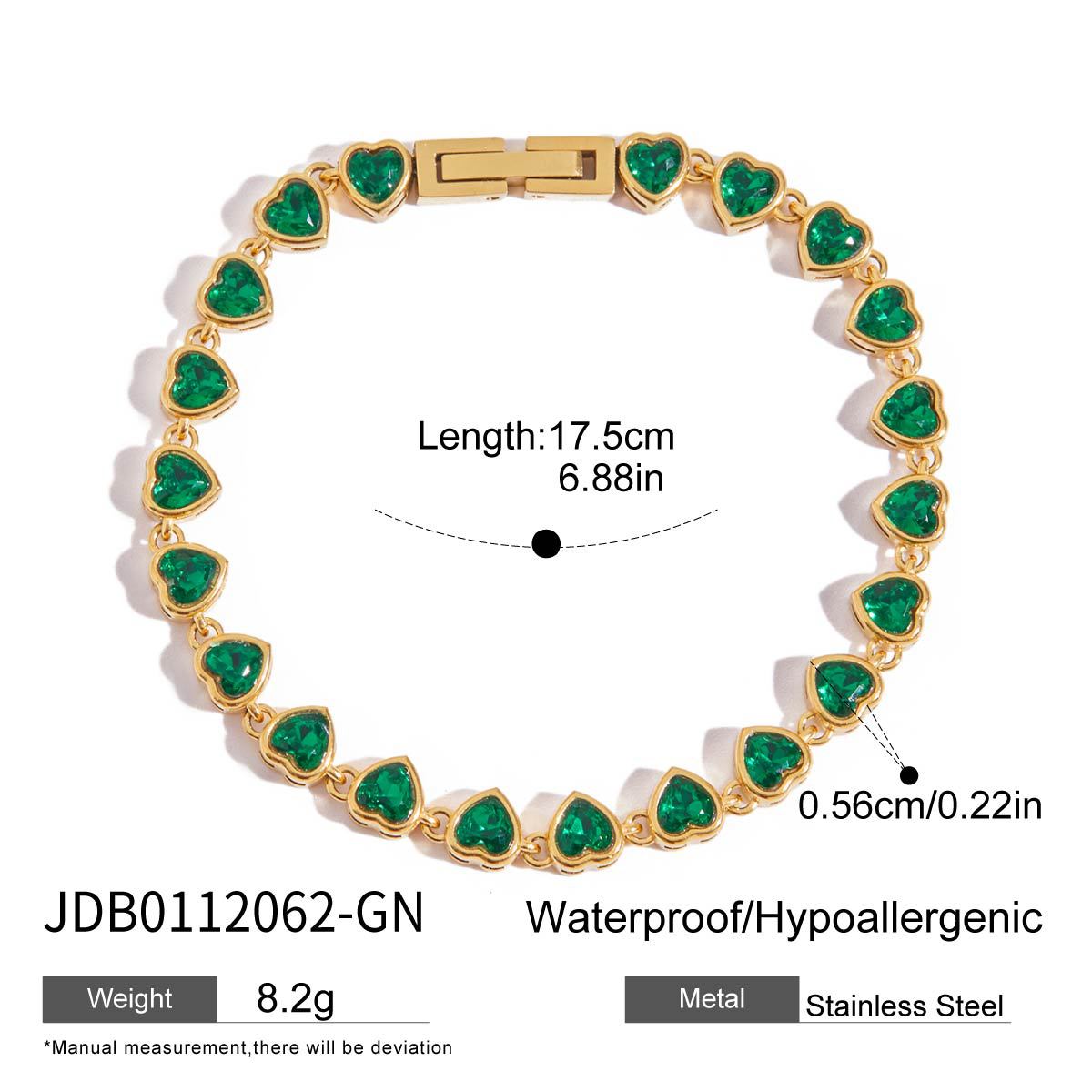Damen Armband mit funkelnden Zirkonia und grünem Kristall-Design Shop Nory