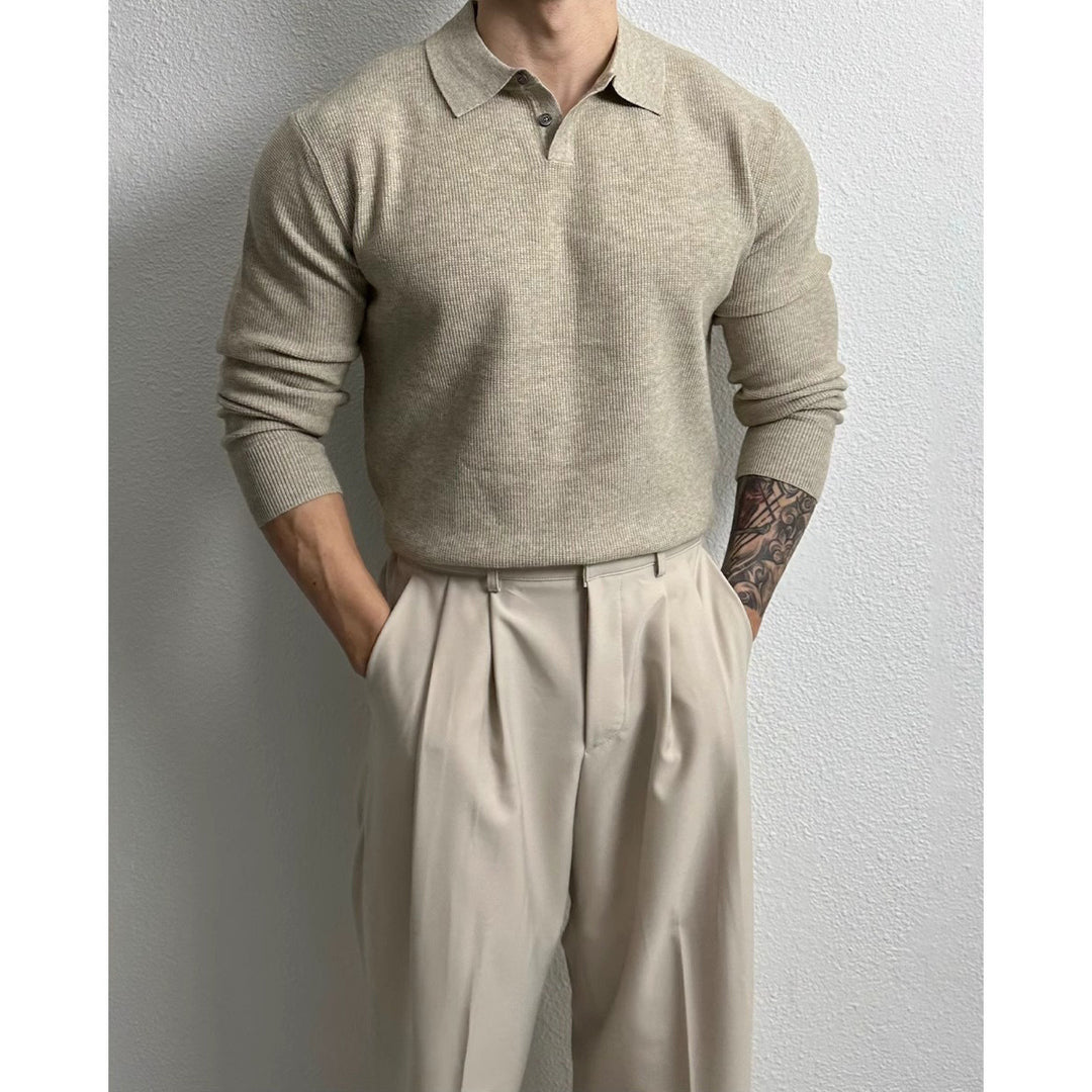 Herren Elegant Strukturierter Langarm-Pullover Shop Nory