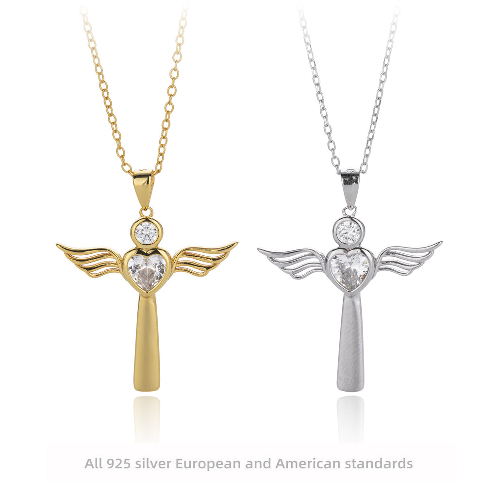 Damen Halskette mit Herz- und Flügeldesign aus 925 Sterling Silber Shop Nory