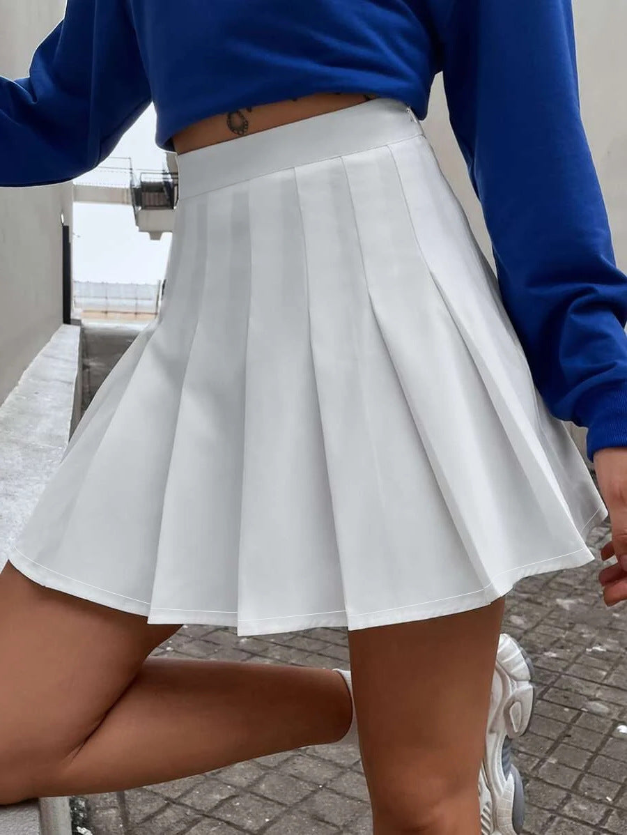 Damen Plissierter Minirock mit hohem Taillenbund