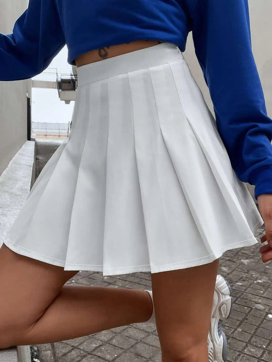 Damen Plissierter Minirock mit hohem Taillenbund