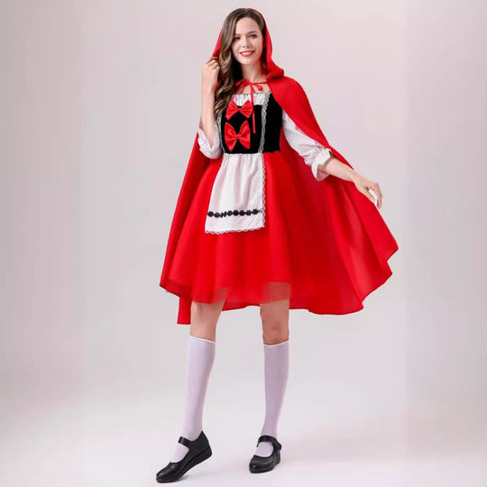 Damen nan klassisches Märchenkostüm mit Kapuze, Tüllrock und Schürze Shop Nory