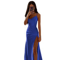 Damen Maxikleid mit schickem Seitenschnitt und eleganter Drapierung