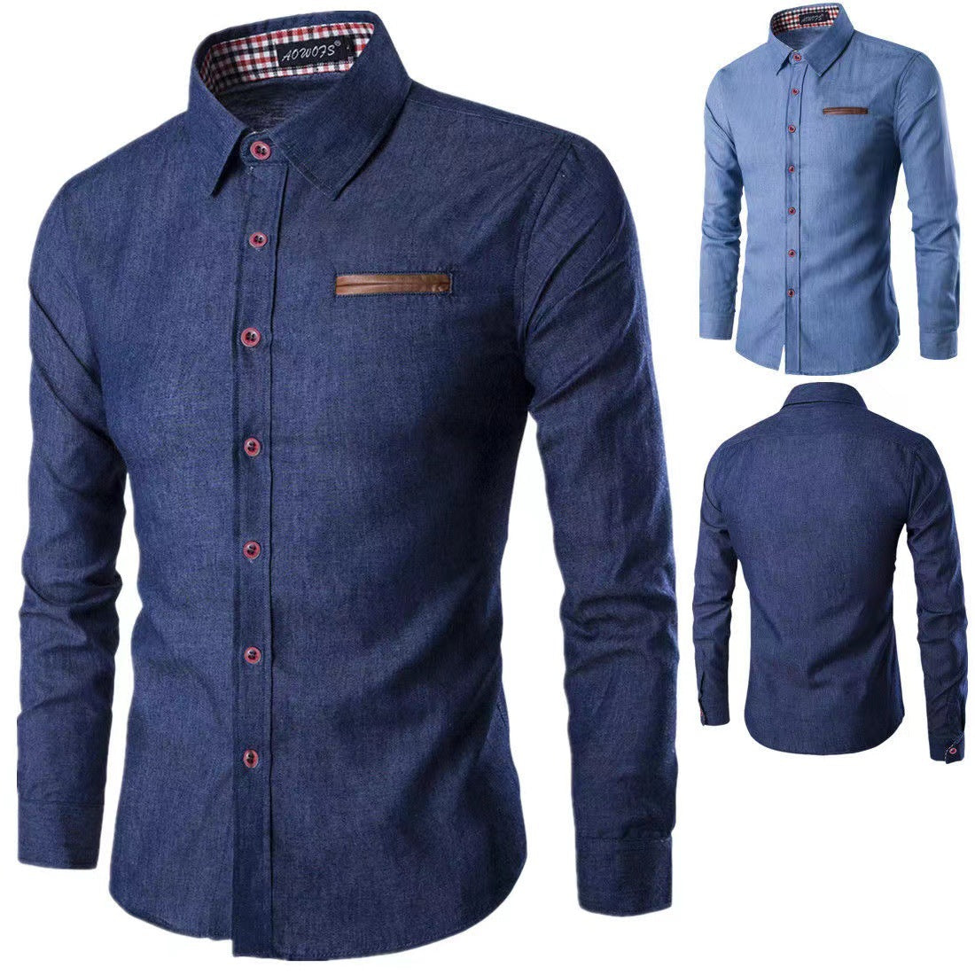 Herren klassisches Denim-Hemd mit kontrastierenden Akzenten