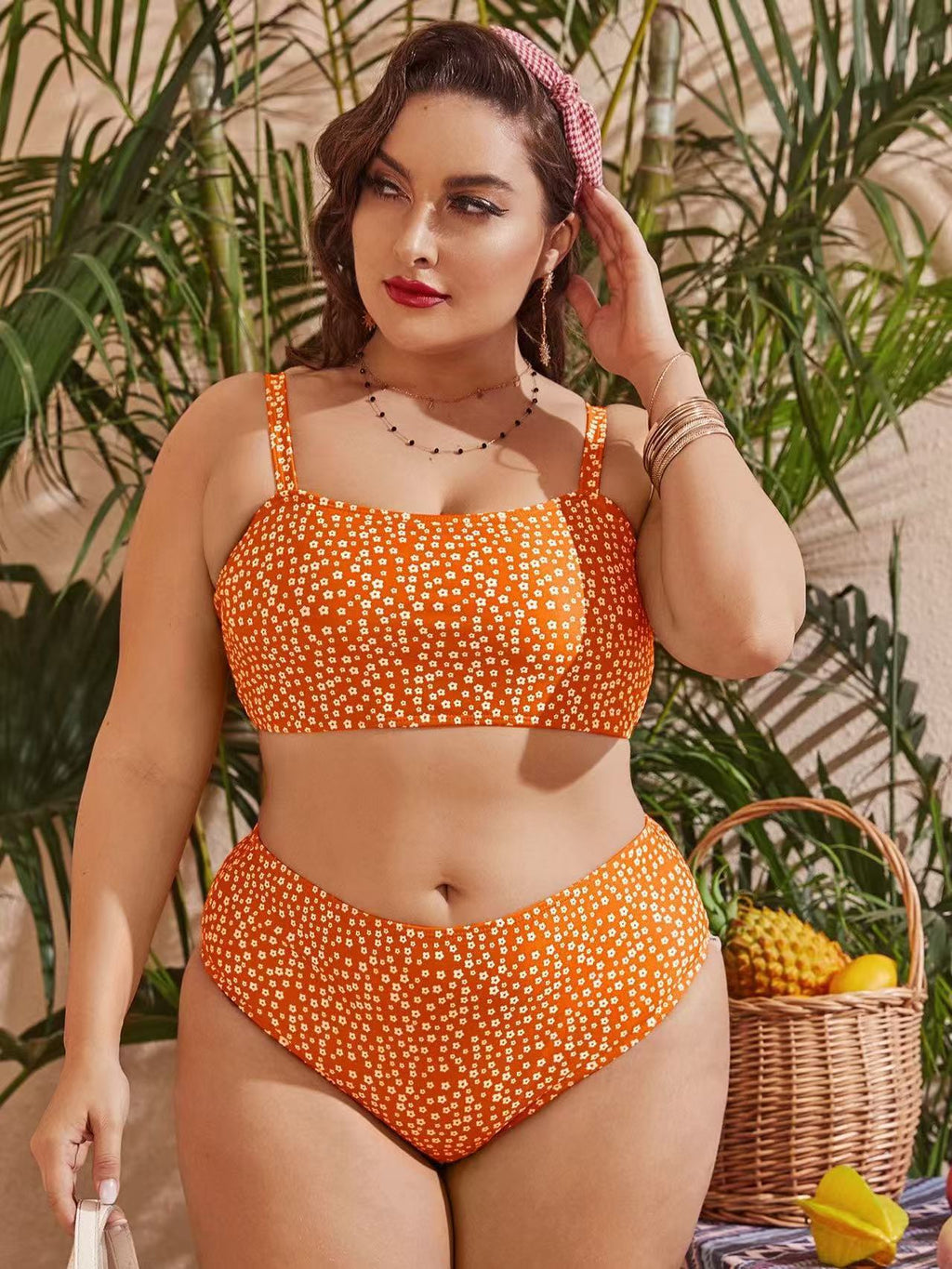 Damen Hochgeschnittener Bikini mit verspieltem Punktedesign