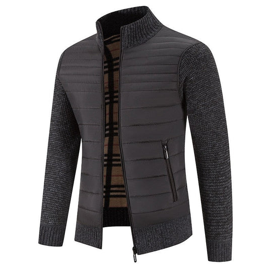 Herren Steppjacke mit modernem Strickärmeln und hohem Kragen