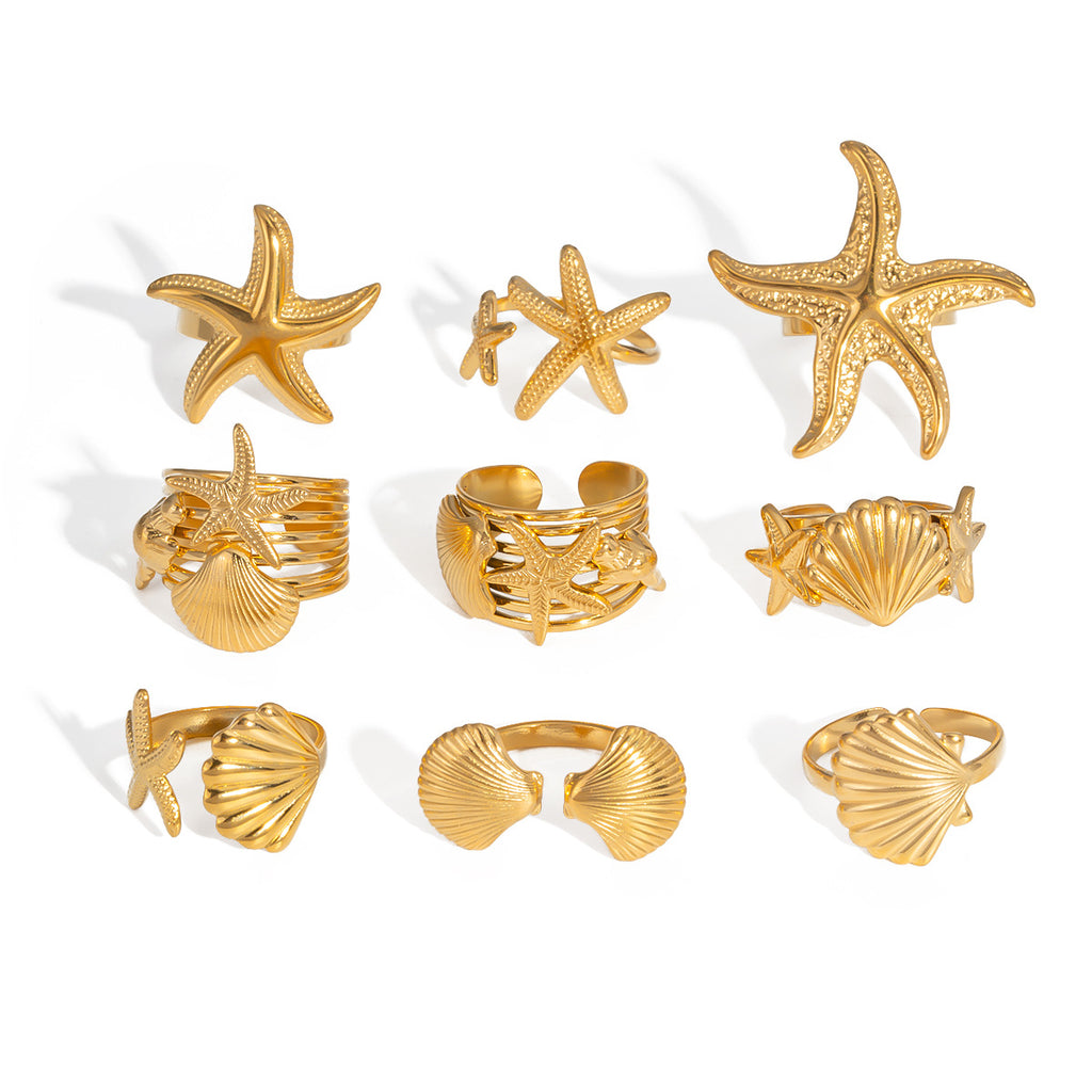 Damen Verstellbarer Sternenhaut Ring mit Edelstahlverarbeitung Shop Nory
