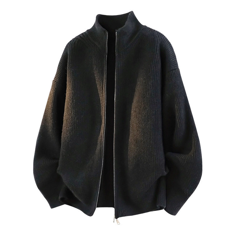 Damen Oversized Strickjacke mit hohem Kragen und Reißverschluss Shop Nory