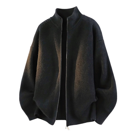 Damen Oversized Strickjacke mit hohem Kragen und Reißverschluss Shop Nory