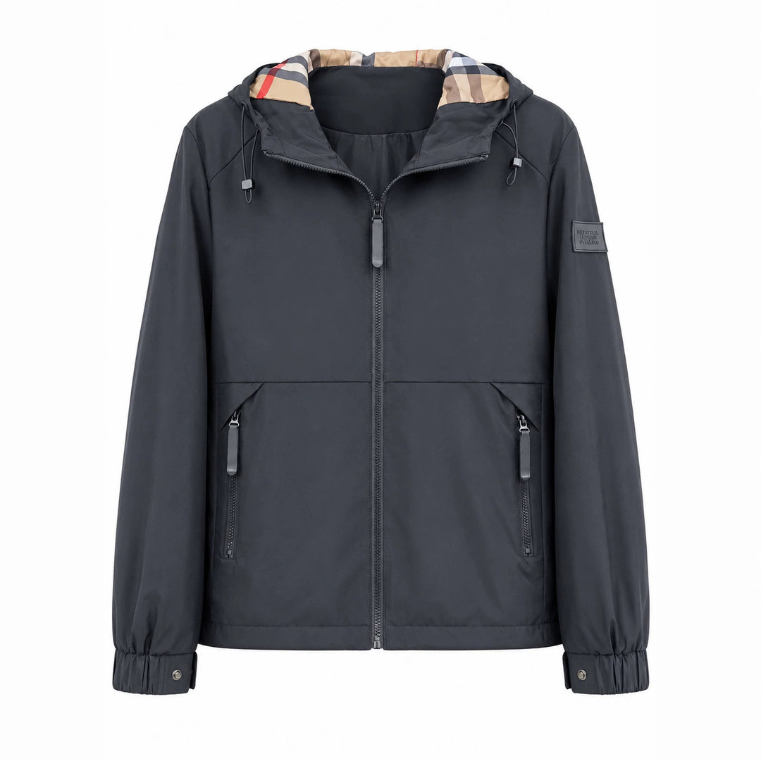 Herren leichte winddichte Softshell‑Kapuzenjacke mit kariert gefütterter Kapuze Shop Nory