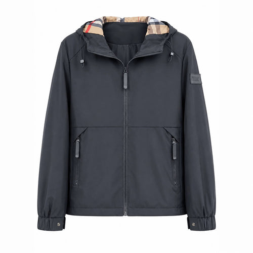 Herren leichte winddichte Softshell‑Kapuzenjacke mit kariert gefütterter Kapuze Shop Nory