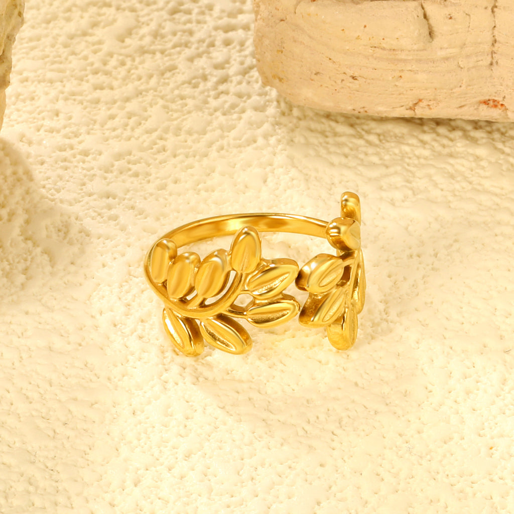 Damen Ring mit elegantem Blattdesign und anpassbarem Maß Shop Nory