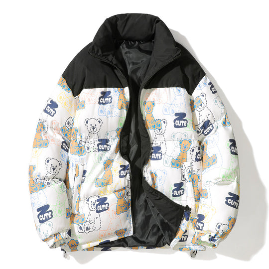 Unisex Gestepptes Teddy‑Print Pufferjacke mit hohem Kragen Shop Nory