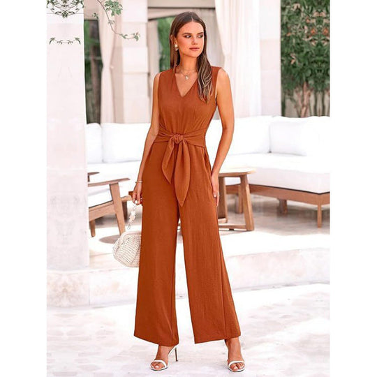 Damen Eleganter Jumpsuit mit taillierter Silhouette und V-Ausschnitt