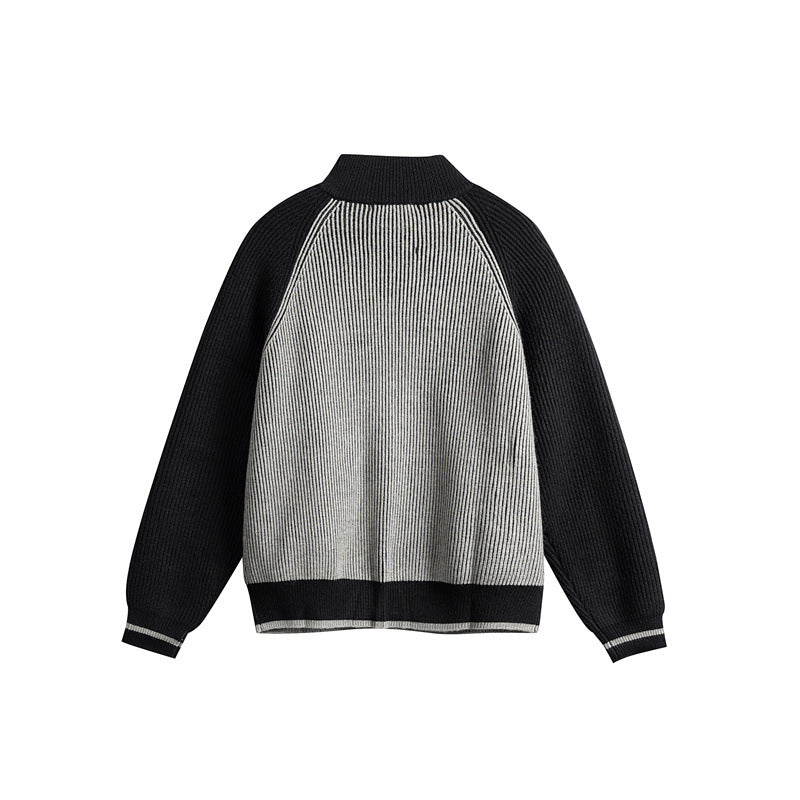 Unisex Gestrickte Zip‑Strickjacke im Raglan‑Schnitt mit hohem Stehkragen und Rippstruktur Shop Nory