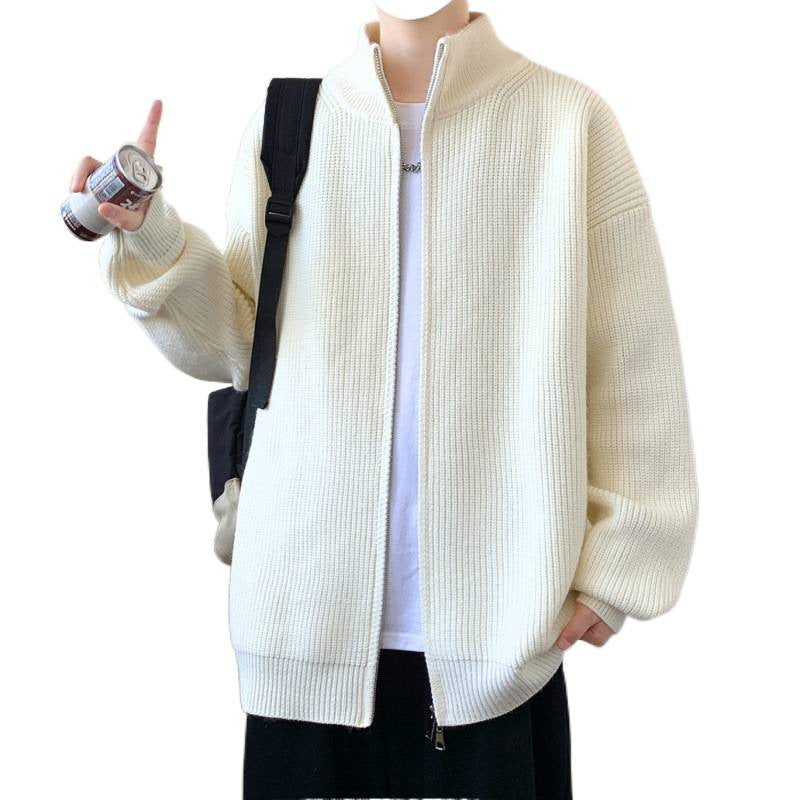 Herren Oversized Strick‑Zipjacke mit hohem Stehkragen und feiner Rippstruktur Shop Nory