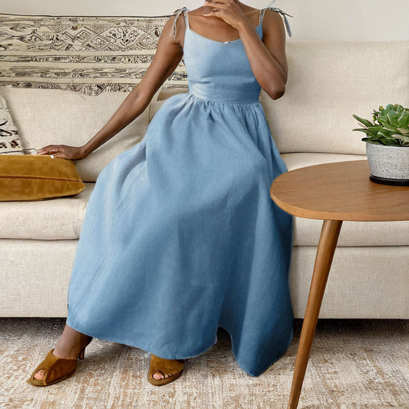 Damen Midikleid mit Spaghettiträgern & Taschen