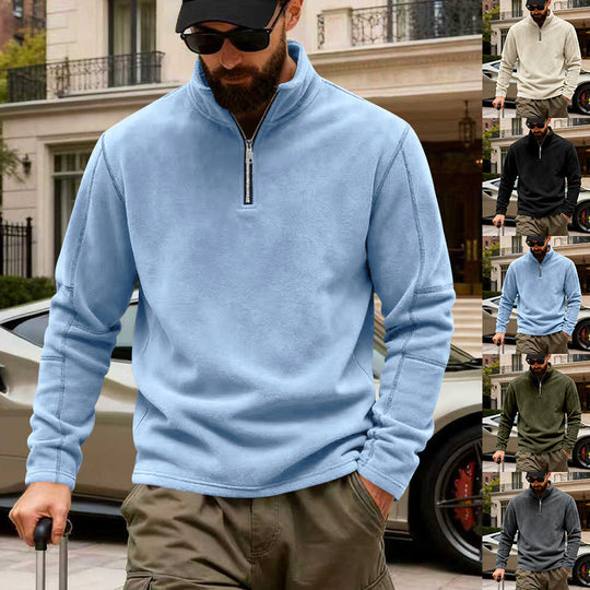 Herren Halbzip-Sweatshirt mit Stehkragen und markanten Nahtdetails Shop Nory