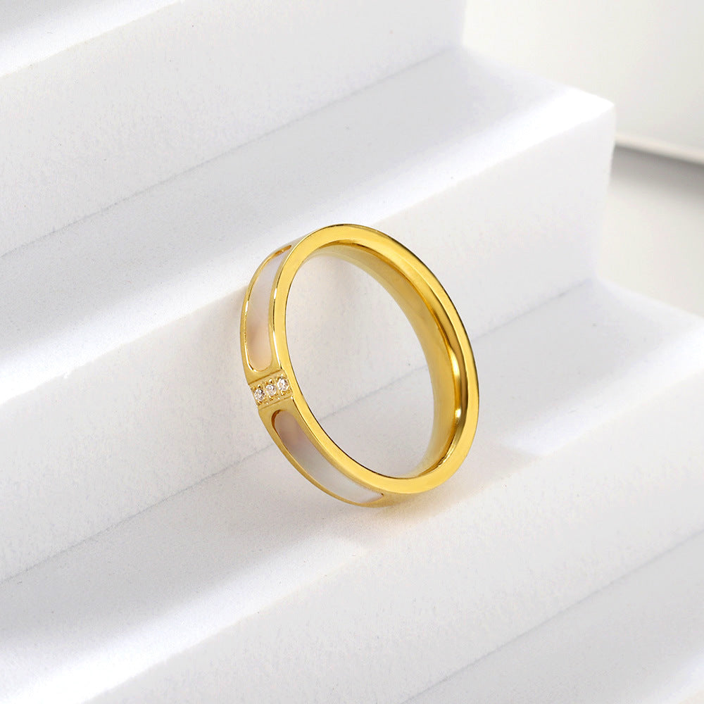 Damen edler Edelstahlring mit Perlen- und Zirkonia-Akzenten Shop Nory