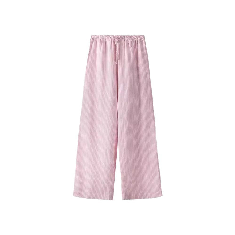 Damen Weite Sommerhose mit komfortablem Gummibund und Streifenmuster