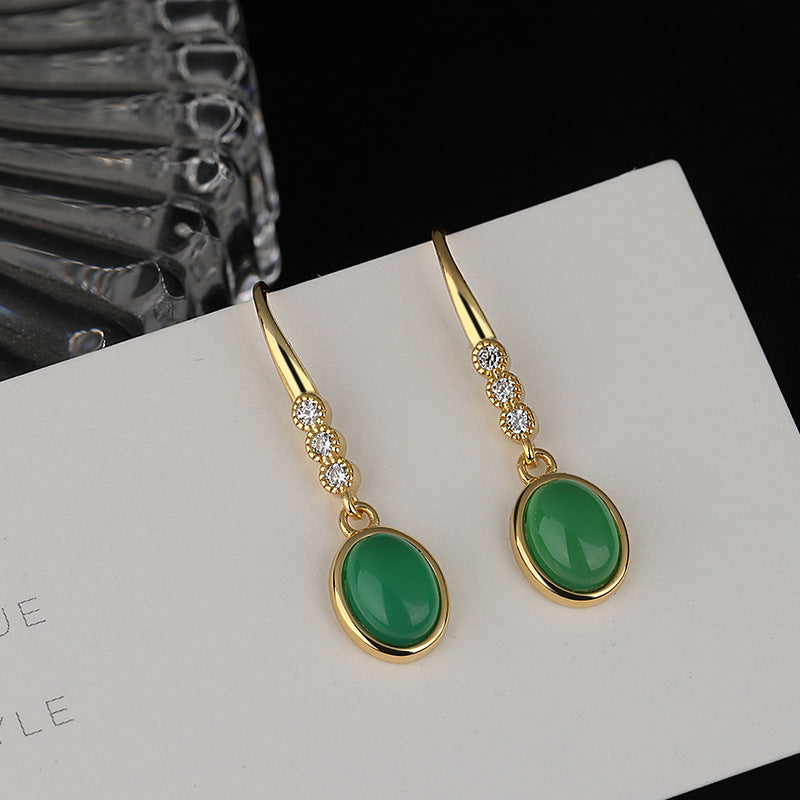Damen Ohrhänger mit elegantem Jade-Design und funkelnden Zirkonia Shop Nory